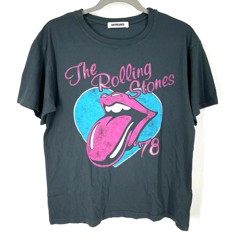 Daydreamer Rolling Stones 78 Ticket Boyfriend Tee Small Vintage Black